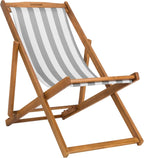SAFAVIEH Outdoor - Loren Folding Sling Chair Set of 2 - Brown & Grey Stripe - Solid Wood Frame - Portable Bistro Design - Ideal for Patio, Poolside, Backyard, 24" W x 43" D x 25" H (PAT7040B-SET2)