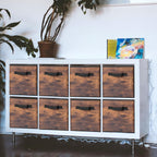 EWES 11 Inch Fabric Storage Cubes, 8 Pack Foldable Storage Bins with Handle, Storage Baskets Box for Shelves, Closet, Organizer, Rustic Brown and Black