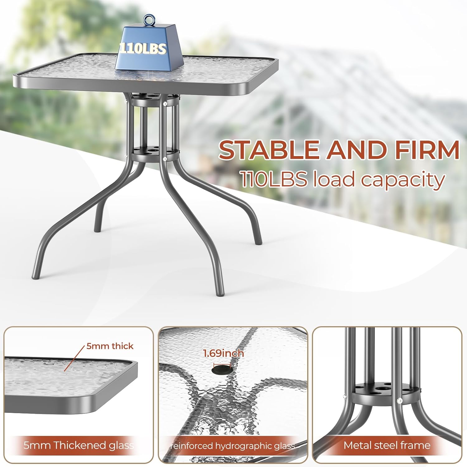 TLSUNNY Patio Dining Set 5 Pieces, All Weather Outdoor Furniture W/30"X 30" Table and 4 Stackable Textilene Chairs, Metal Table and Chairs for Lawn, Garden, Poolside, Backyard (Umbrella not Included)