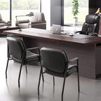 JUMMICO Office Guest Chair Reception Chair for Office Reception Lobby PU Leather Waiting Room Chair with Armrests Executive Office Chair Upholstered Set of 2
