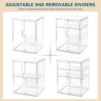 Baby Bottle Organizer, 3-Tier Bottle Storage for Countertop with Double Magnetic Doors, Clear Plastic Bottle Station Organizer Mom Gifts with 2 Dividers for Kitchen, Bathroom, Cabinet, Vanity
