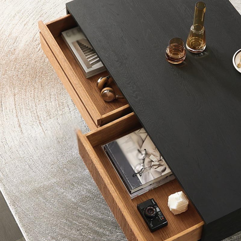 Industrial Style 130x40x70cm Vintage Solid Wood Drawer Center Table, Home Living Room Storage Stand for Balcony, Lounge, Reception for Living Room Bedroom Balcony Yard