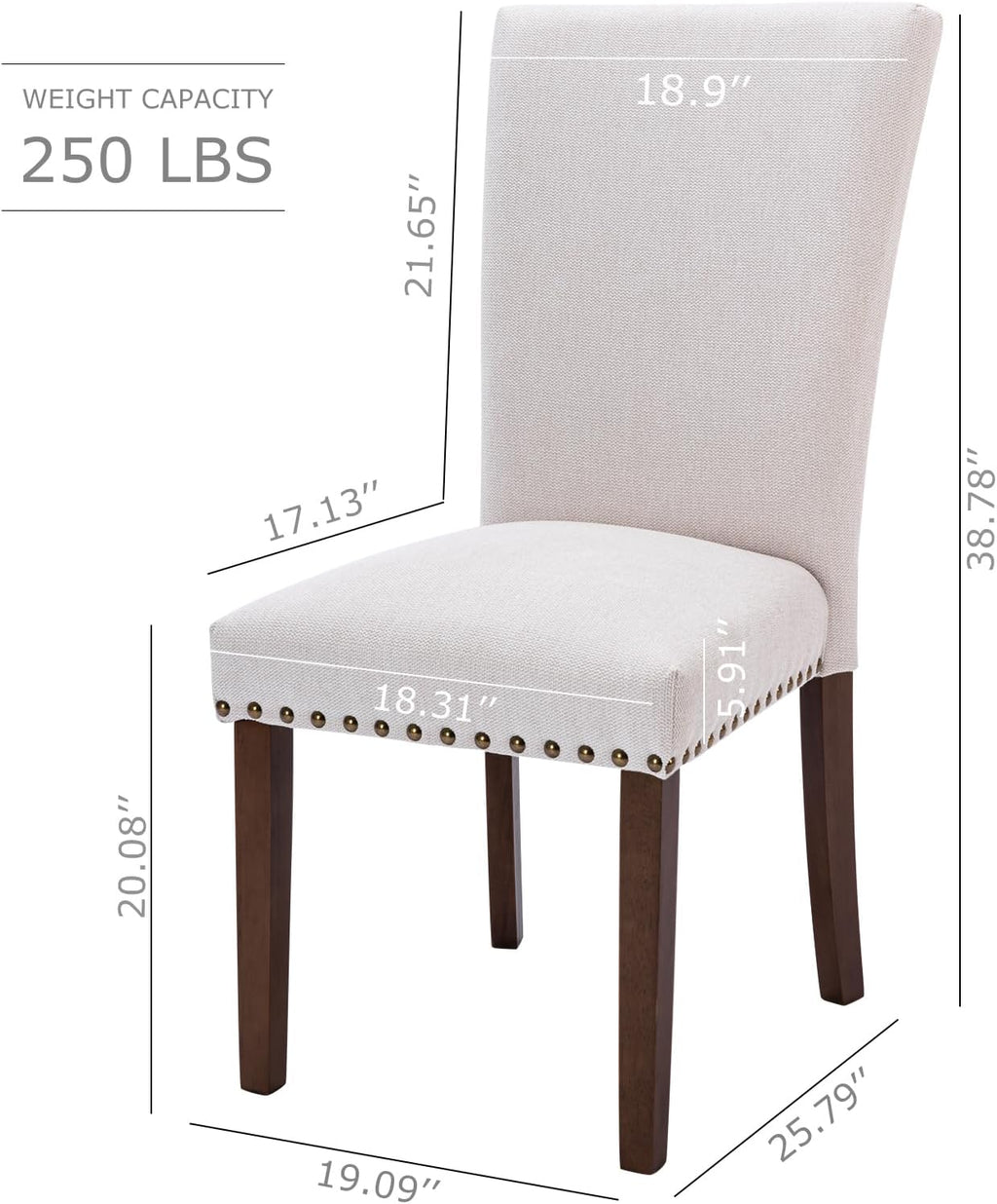 COLAMY Upholstered High Back Dining Chairs Set of 6 with Solid Rubber Wood Legs, Fabric Dining Room Chairs with Comfortable Padded Seat for Dining Room, Classic Gray Damask Pattern, Beige