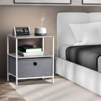 End Table Nightstand Side Table with Drawer and Shelf Rustic Grey Wood Top Small Bedside Table Storage Organizer for Bedroom Living Room