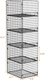 5-Tier Stackable Closet Storage Baskets, Closet Organizers and Storage Shelves, Foldable & Stackable Clothes Storage Bins for Closet System, Closet Shelf Organizer for Home,Black(Patent No. 30022416)