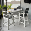 Outdoor Patio Table Bar Height Table and Bar Chairs Set of 4, for Garden Backyard Poolside Balcony, Umbrella Hole (5 PCS, Grey and White)