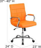EMMA + OLIVER Mid-Back Orange Vinyl Executive Swivel Office Chair with Chrome Base and Arms