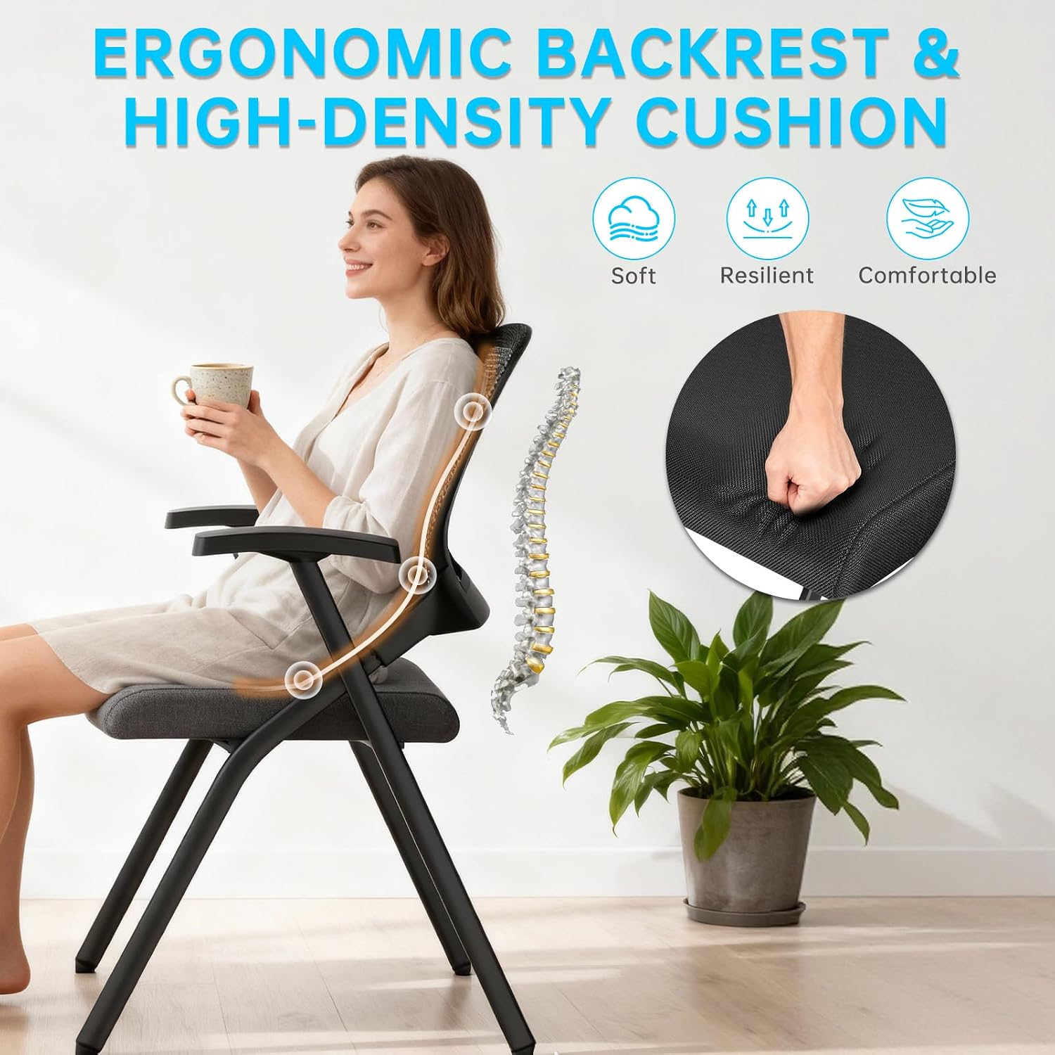 Folding Office Chair, Stackable & Breathable Mesh Back for Conference, Seminar, Training, Reception,No Assembly Required