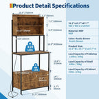 Garvee Bakers Rack with Storage Cabinet, 68" Industrial 6-Tier Kitchen Storage Shelf with Cabinet,Microwave Stand,Shelves,Freestanding Coffee Bar for Pots, Spices & Kitchen Essentials
