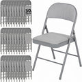 30 Pack Folding Chairs, Fabric Dining Chair Set with Padded Cushion and Back, Indoor Outdoor Seat for Home Office, Parties, Events, Wedding, Extra Guest Seating, Graphite Gray