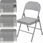 30 Pack Folding Chairs, Fabric Dining Chair Set with Padded Cushion and Back, Indoor Outdoor Seat for Home Office, Parties, Events, Wedding, Extra Guest Seating, Graphite Gray
