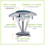 Wobble Stool for Kids Ages 7–12; Adjustable Height Wobble Stool; Classroom Seating with Soft, Easy-to-Clean New Fabric Cushion; Flexible Wiggle Chair for Focus & ADHD + Bonus Visual Timer (Lake Teal)