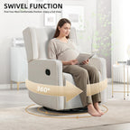 CANMOV Swivel Rocker Recliner Chair, Rocking Chair Nursery Glider Recliner, Manual Glider Chair for Nursery, White
