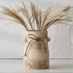 SIDUCAL Ceramic Decorative Flower Vase, 8 Inch Rustic Distressed Pottery Decorative Flower Vase for Home Decor, Ideal Shelf, Bookshelf, Mantle, Entryway, Living Room, Table Decor