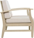 Christopher Knight Home Perla Acacia Wood Lounge Chair Outdoor Set of 2 with Removable Cushion, Wooden Patio Accent Chair, Patio Garden Comfy Reading Chair, Sand/Beige