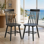 Black Dining Chair Set of 6, Windsor Wooden Dining Chairs Set of 6, Spindle Back Dining Chairs, Wood Dining Room Chair Spindle Side Country Farmhouse Chairs for Kitchen and Dining Room, Black