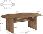 63" Oval Dining Table for 6, Farmhouse Solid Wood Kitchen Table with Storage for Dining Room, Living Room, Natural Wood