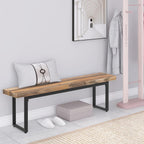 STHOUYN 59” Dining Bench Pair of 2 for 6-8 Person, Farmhouse Indoor Kitchen Table Benches, Bed Bench, Industrial Shoe Bench (Brown 2pcs)