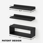 WOPITUES Floating Shelves for Wall with Cube Shelf, Wall Shelves with Metal Rail for Bathroom Decor, Bathroom Organizers and Storage, Over Toilet Shelves for Toilet Paper-Black