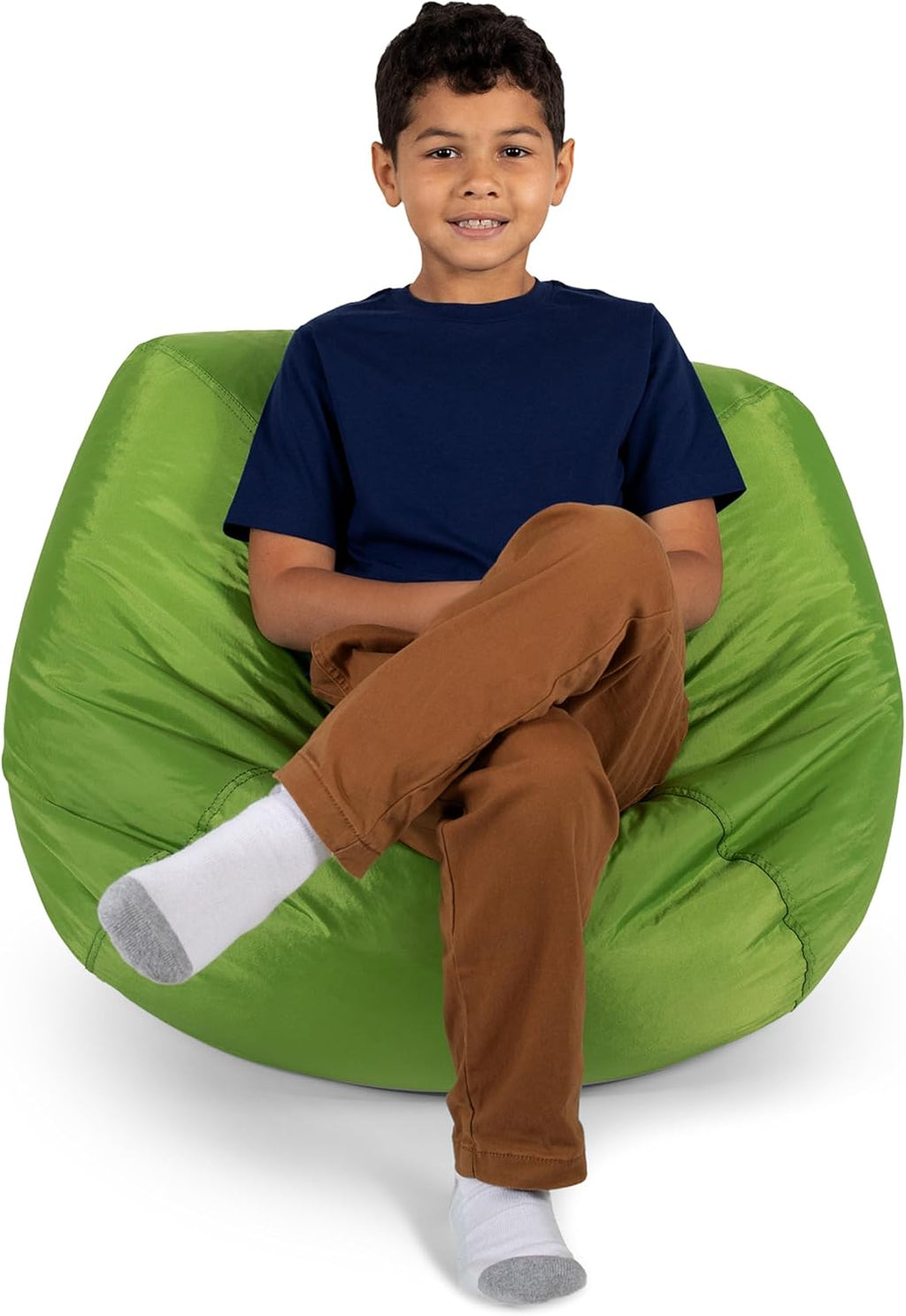 Big Joe Classic Bean Bag Chair for Kids Bedroom and Reading Nook, Easy-Clean Spicy Lime, Durable Nylon Polyester Blend, 2 feet Refillable