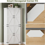 IRONCK Corner Cabinet, 72" Kitchen Pantry Cabinet, 6-Tier Freestanding Farmhouse Pantry with 2 Adjustable Shelves, 240°Swivel Doors, 2 Doors Storage, Spacious Hutch for Kitchen, Living Room, White