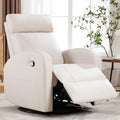 Swivel Rocker Recliner, Manual Glider Rocking Nursery Recliner Chair, Swivel Glider Reclining Chairs for Small Spaces, Living Room, Beige