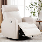 Swivel Rocker Recliner, Manual Glider Rocking Nursery Recliner Chair, Swivel Glider Reclining Chairs for Small Spaces, Living Room, Beige