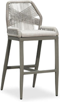 PURPLE LEAF Bar Stool 1 Piece Outdoor Bar Height Metal Stool Modern Wicker Rattan Barstools with Back Aluminum Outside Garden Patio Bar Chair, Light Grey