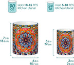 vancasso SIMI Utensil Holder, 7.3"+5.5" Porcelain Kitchen Utensil Holder for Countertop, Bohemian Kitchen Utensil Organizer for Spatulas, Spoons, Ladles, Decorative Counter Utensil Crock, Regal Bloom