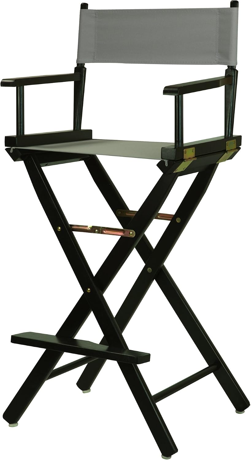 Casual Home 230-02/021-18 30" Director's Chair Black Frame-with Grey Canvas, Bar Height