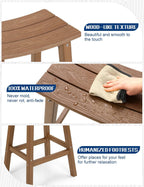 Weatherproof Bar Stools Set of 2, 28" Height Outdoor Bar Stools Holds up to 400 lbs, Saddle Seat, Bar Height Stools for Patio, Garden, and Kitchen Island, Teak
