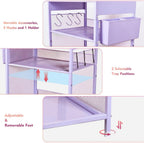 Purple Nightstand, End Table with Hooks and Holder, Kids Nightstand for Bedroom, Toddler Bedside Table, Small Desk for Girls, Coffee Table for Living Room, Dorm, Office (Purple)