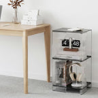 MUKAI Side Tables Set of 2 End Table with 3 Storage Shelve Transparent Bedside Simplicity Clear 3-Tier Nightstands Small Spaces lockers Office Bedroom Living Room Study Transparent