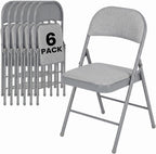 6 Pack Folding Chairs, Fabric Dining Chair Set with Padded Cushion and Back, Indoor Outdoor Seat for Home Office, Parties, Events, Wedding, Extra Guest Seating, Graphite Gray
