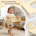 GVOO Montessori Weaning Table and Chair Set, 3 Adjustable Height Toddler Table and Chair Set with Drawing Board, for Eating, Playing and Reading, Baby Proofing Design, Gifts for Kids