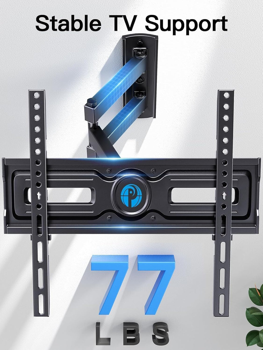 Pipishell Full Motion TV Wall Mount for Most 26-65 inch Flat & Curved TVs up to 77 lbs, Adjustable Bracket Height, Corner TV Mount with Single Articulating Arm, Max VESA 400x400mm, PIMF9