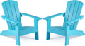 Costzon Kids Adirondack Chair, All-Weather HIPS Patio Chair with High Backrest, Armrests, Fire Pit Chair for Kids Ages 3-8, Indoor Outdoor Kids Patio Lounge Chair for Garden, Lawn, Yard (2, Turquoise)