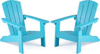 Costzon Kids Adirondack Chair, All-Weather HIPS Patio Chair with High Backrest, Armrests, Fire Pit Chair for Kids Ages 3-8, Indoor Outdoor Kids Patio Lounge Chair for Garden, Lawn, Yard (2, Turquoise)