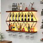 Large Wine Rack Wall Mounted Solid Wood DIY Floating Bar Liquor Bottles Storage Rack Hanging Holder Wine Bottle Racks for Home Bar Dining Room Decorative (71in/180cm)