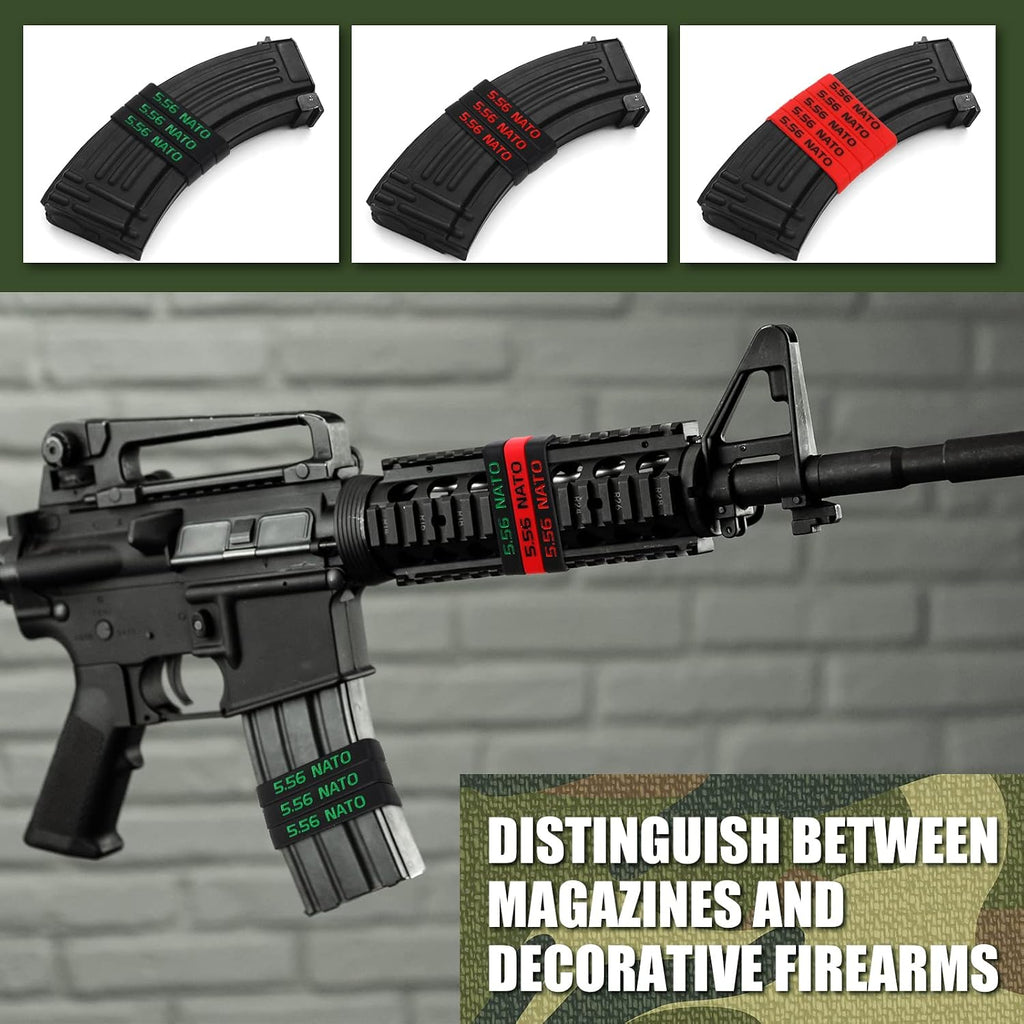 Chivao 45 Pack Magazine Marking Band 223, 300, 5.56, 7.62mm Magazine Bands for Accessories