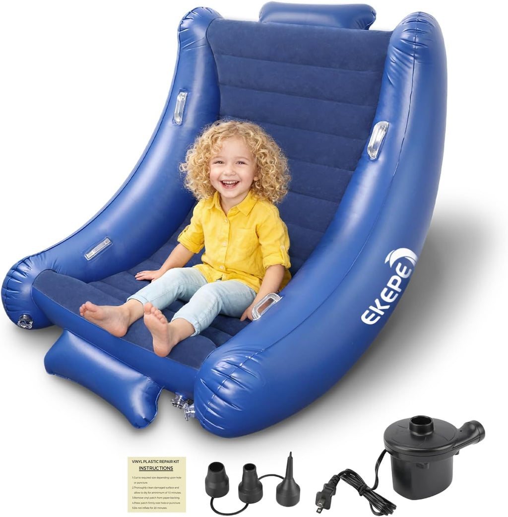 EKEPE Sensory Rocking Chair for Kids, Inflatable Sensory Rocker with Electric Air Pump for Autistic ADHD Children, Air Cloud Autism Chair - Soft, Comfy & Heavy Duty - Blue
