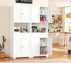 HIFIT 2 Pcs Tall Kitchen Pantry Cabinet, Large Kitchen Hutch Storage Cabinet with Doors & Wide Shelves, 67" Tall Modern Coffee Bar Cabinets with Drawers Cupboard Set for Home Dining Living Room, White