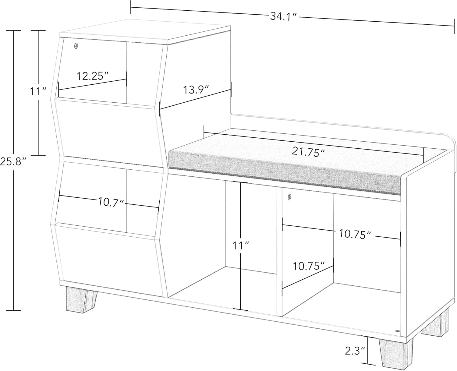 RiverRidge Kids Catch-All Toy Storage Organizer Bench with Cubbies & Toy Bins for Playroom - Cubby Organizer
