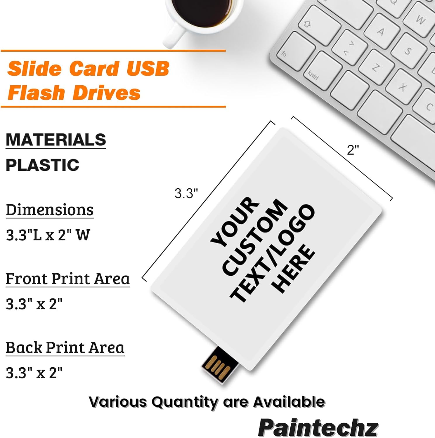 Custom Credit Card USB Flash Drives 200 Pack, Personalized Logo Text Bulk - as Corporate Gifts and Promotional Giveaways - Customizable 2GB