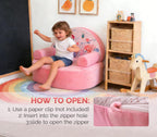 Snuggly Toddler Chair, Soft Kids Sofa with Back, Cozy Kids Couch Comfy for Toddlers 1-3, Plush Child Seat with Carry Handle, Kids Furniture Gift for Girls & Boys (Pink Mermaid)