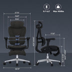 FLEXISPOT Sentinel Ergonomic Gaming Chair with 3-Year Warranty Dual-Wing Adaptive Lumbar 3D Armrests 120° 3-Position Recline Height-Adjustable Backrest Premium Computer Desk Chair for Home & Office