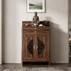 Personal Shrine Altar Table, Solid Wood Frame Buddhist Altar Cabinet, Meditation Prayer Table with Drawer (Brown, 78cm/30.7in)