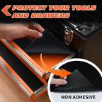 Professional Grade Tool Box Liner, Tool Box Drawer Liner 16 Ft X 16" Black Toolbox Liner,PVC Toolbox Drawer Liners, Shelf Liner Non Slip Mat, Thick Foam Cabinet Liner with Knife and Tape Measure