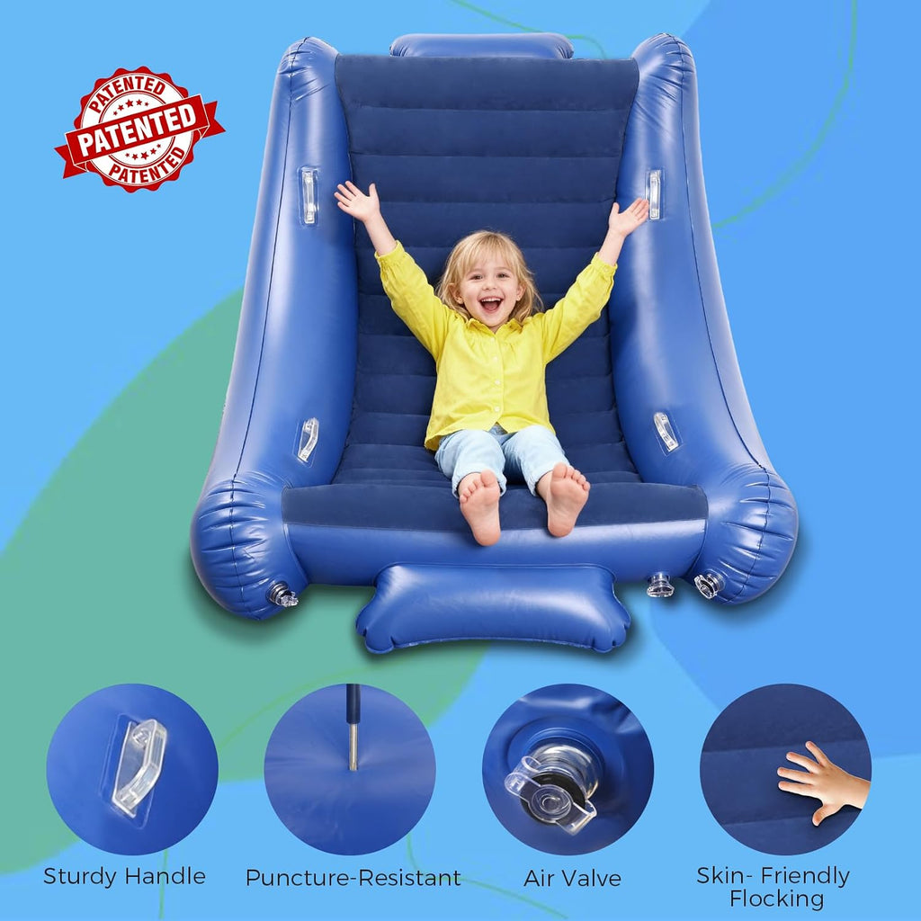 EKEPE Sensory Rocking Chair for Kids, Inflatable Sensory Rocker with Electric Air Pump for Autistic ADHD Children, Air Cloud Autism Chair - Soft, Comfy & Heavy Duty - Blue