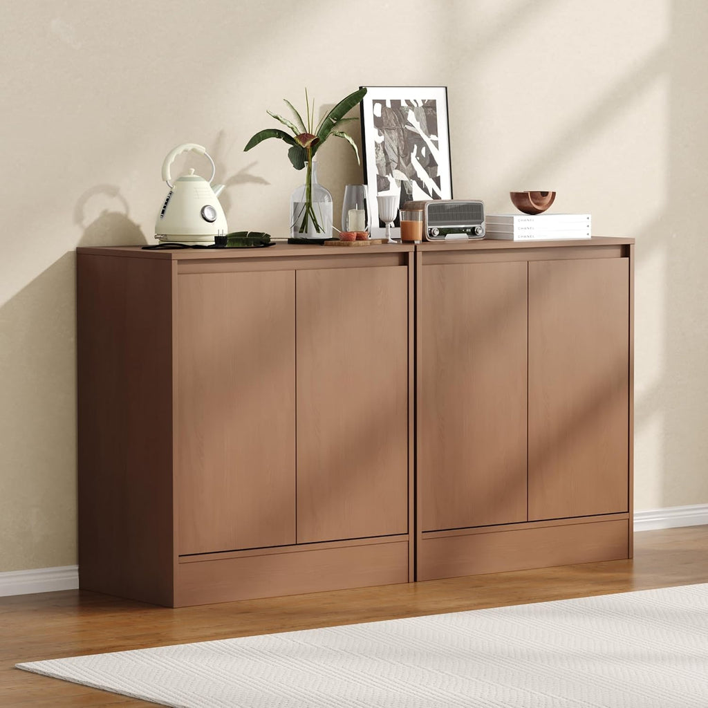 Housoul Buffet Cabinet with Storage, Coffee Bar Cabinet with 2 Doors and Adjustable Shelf, Modern Kitchen Buffet Sideboard for Living Room, Kitchen, Walnut